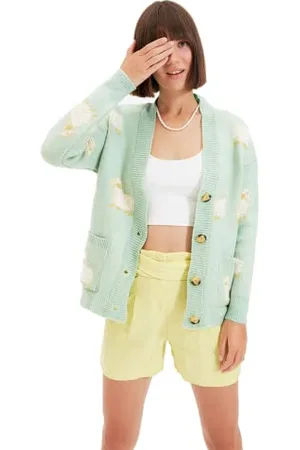 Trendyol Donna Regular Standard Scollo a V Maglieria Cardigan Maglione, , M