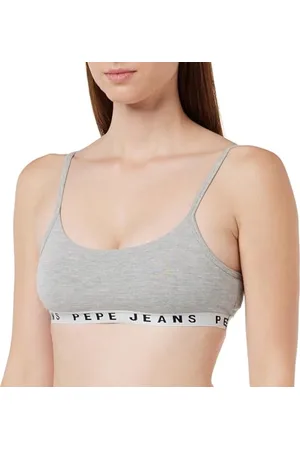 Pepe Jeans Logo Str Brlt, Reggiseno Donna, (Grey Marl),XL