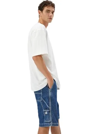 Koton Bermuda Cargo Pocket Buttoned Jean Shorts Pantaloncini, (741), 39 Uomo
