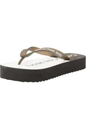 Calvin Klein Jeans Infradito Donna Beach Sandal Flatform con Zeppa, Nero (Black/Bright White), 38