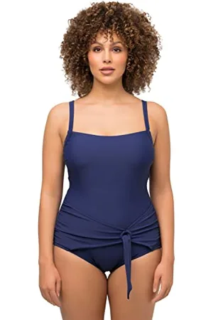 Ulla Popken Badeanzug Spaghettiträger Solid Recycling Costume Intero, , 56 Donna