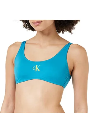 Calvin Klein Top Bikini a Bralette Donna Imbottito, (Clear Turquoise), M
