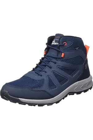 Jack Wolfskin Woodland 2 Texapore Mid M, Sneaker Uomo, Dark Blue/Red, 40.5 EU