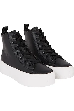 Calvin Klein Jeans Sneakers con Suola Preformata Donna Flatform Mid Scarpe, Nero (Black/Bright White), 38 EU