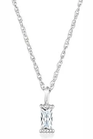 Elli Collana Pendente solitario rettangolare in Sterling 925 con zircone catena a maglie intrecciate per donna