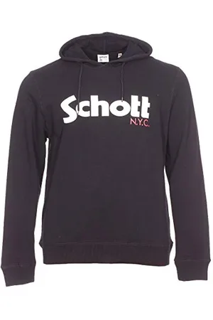 Schott NYC Swhood Felpa con Cappuccio, (Black Black), X-Large Uomo