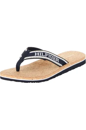 Tommy Hilfiger Flip Flops Donna Hilfiger Cork Beach Sandal Infradito, Blu (Space Blue), 36