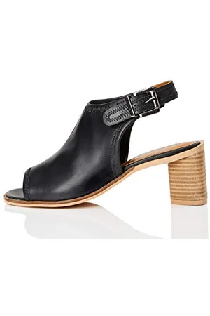 FIND FIND Leather Shoe - Sandali a Punta Aperta Donna, (Black), 39 EU