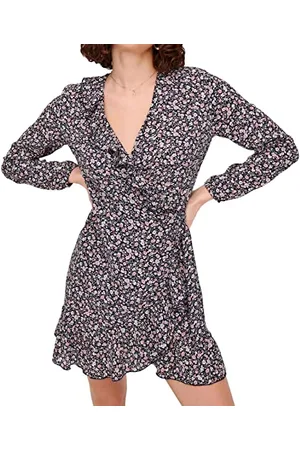 ONLY Onlcarly L/S Wrap Short Dress Noos Wvn Vestito, , 48 Donna