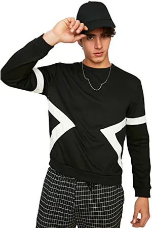 Trendyol Felpa Nera da Uomo vestibilità Regolare Maglia di Tuta, , S