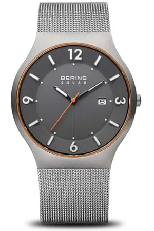 Bering Uomo Analogico Solare Orologio con Cinturino in Acciaio inossidabile Cinturino e Vetro zaffiro 14440-073-A