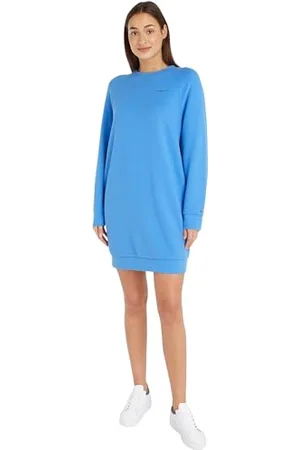 Tommy Hilfiger 1985 Mini CORPLOGO C-NK Drs LS WW0WW39793 Vestiti con Cappuccio, (Blue Spell), M Donna