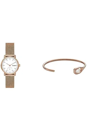 Skagen Orologio Kuppel e bracciale Agnethe da donna - orologio in acciaio inossidabile tonalità oro rosa e bracciale Agnethe in madreperla