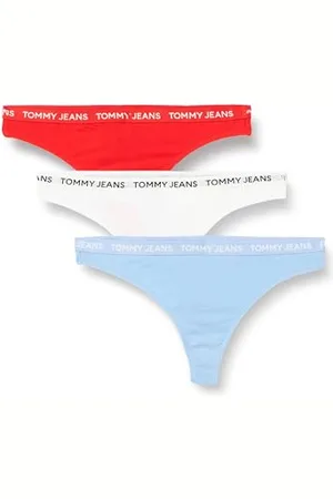 Tommy Hilfiger Perizomi Confezione da 3 Donna Classic Thong Cotone Elasticizzato, Multicolore (Hot Heat/White/Mod Blu), 3XL