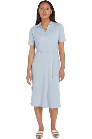 Tommy Hilfiger Donna Abito a Polo Midi Dress Maniche Corte, (Breezy Blue), S