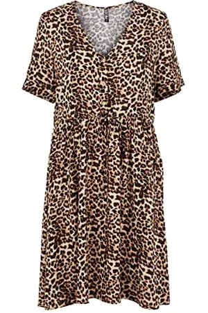 Pieces® Pcnya SS Dress BF Vestito, Nero/AOP: Leo, S Donna