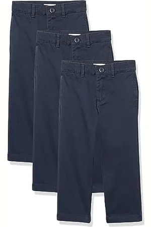 Amazon Pantaloni Chino Uniform Senza Pence vestibilità Dritta Bambini e Ragazzi, Pacco da 3, , 6 Anni