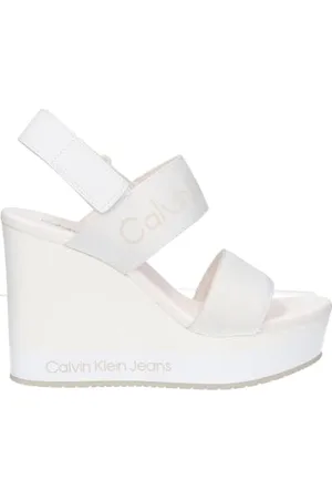 Calvin Klein Jeans Sandali Donna con Zeppa, Bianco (Off White), 40