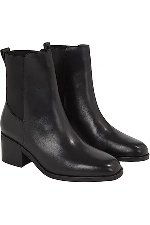 Tommy Hilfiger Stivali Mezza Gamba Donna Chelsea Thermo in Pelle, (Black), 36 EU