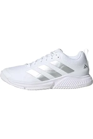 adidas Court Team Bounce 2.0 Shoes, Scarpe Donna, Cloud White/Silver Metallic/Grey One, 44 EU
