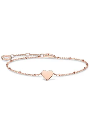 Thomas Sabo Bracciale a Forma di Cuore con Sfera in Argento Sterling 925 e Argento, Oro (Rosa), A1991-415-40-L19v