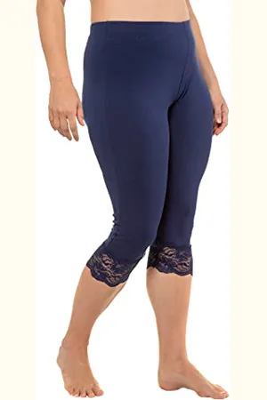 Ulla Popken Capri con Orlo in Pizzo Elasticizzato Pantaloni, , 56W / 32L Donna