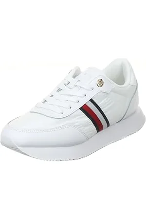 Tommy Hilfiger Donna Sneakers da Runner Essential Runner Global Stripes in Pelle, (White), 36
