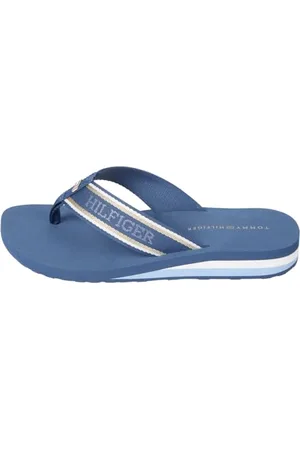 Tommy Hilfiger Donna Infradito Beach Sandal con Tacco a Zeppa, Blu (Fossil Blue), 36
