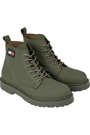 Tommy Hilfiger Stivali Mezza Gamba Uomo Lace Up con Lacci, Verde (Pewter Green), 45 EU