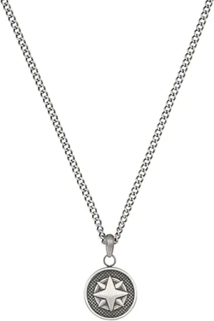 QS by s.Oliver Catena con pendente Collana da Uomo in Acciaio inox, 50+5 cm, Argento, , in confezione regalo