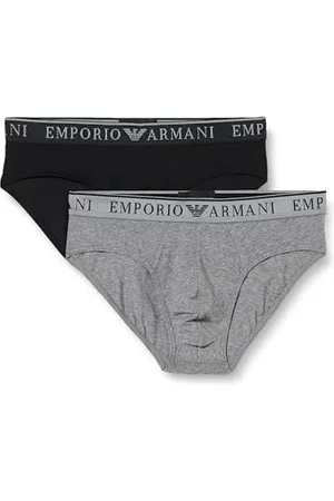 Emporio Armani Stretch Cotton Endurance 2pack Brief, Slip Uomo, (Medium Melange Grey-Black), XL