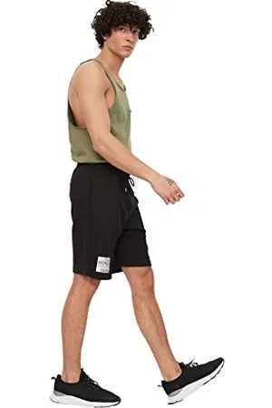 Trendyol Männliche regelmäßige passe gerippte gedruckte Shorts & Bermuda Pantaloncini Casual, Black, Extra Large Uomini