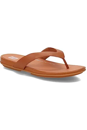 FitFlop Gracie Leather Flip-flops, Sandali bassi Donna, Marrone Chiaro, 41 EU