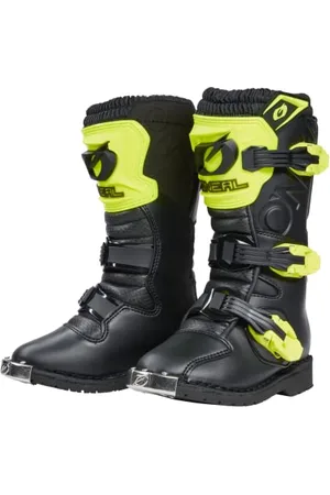 Oneal | Stivali Motocross | Bambini | Enduro Moto | Comodo Air-Mesh, quattro fibbie, materiale sintetico di alta qualità | Stivali Rider Pro Youth | Nero Neon Yellow | Taglia 13/32
