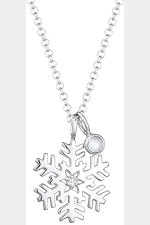 Elli Collana Donna Ciondolo Fiocco di Neve Giocoso con Cristalli in Sterling 925