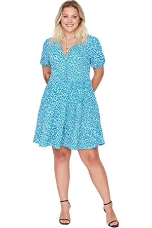 Trendyol Mini Smock Regular Plus Size Dress Vestito, , X-Large di più Donna
