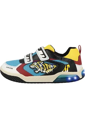 Geox J Inek Boy, Scarpe da ginnastica Bambini e ragazzi, Bianco (White/Lt Blue), 24 EU
