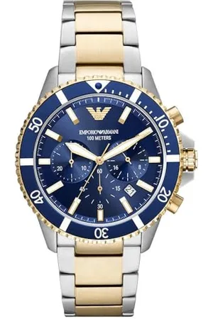 Emporio Armani Orologio Uomo, Movimento Cronografo, Cassa 43 mm in Acciaio Inossidabile con Bracciale in Acciaio Inossidabile, AR11362
