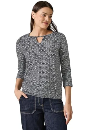 CECIL B322253 Camicia a Maniche Lunghe con Ritaglio, Grigio Antracite Scuro, L Donna