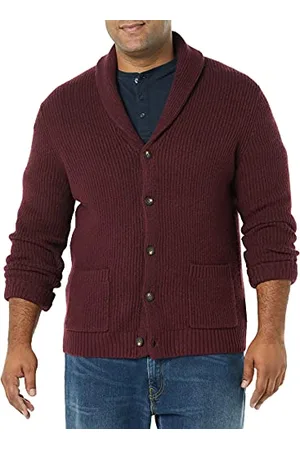 Amazon Cardigan Morbido a Maniche Lunghe con Collo Sciallato Uomo, , S