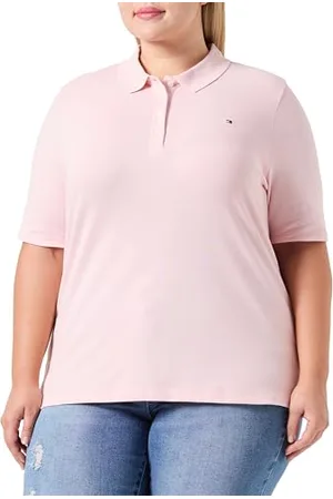 Tommy Hilfiger Donna Maglietta Polo Maniche Corte Curve Regular Pique in Cotone, (Delicate Pink), 56