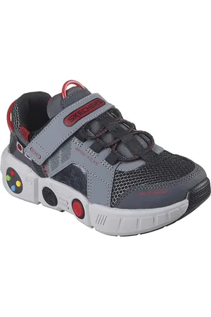 Skechers Boys, Sneaker, Grey Synthetic/Black Textile/Multi Trim, 43 EU
