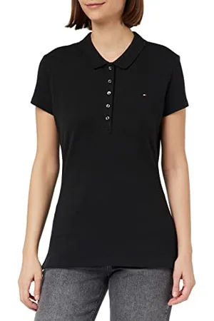 Tommy Hilfiger Maglietta Polo Maniche Corte Donna Heritage Slim Fit, (Masters Black), XXS