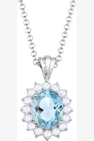 Elli Collana con Pendente da Donna in Argento 925 con Topazio Blu, 45 cm