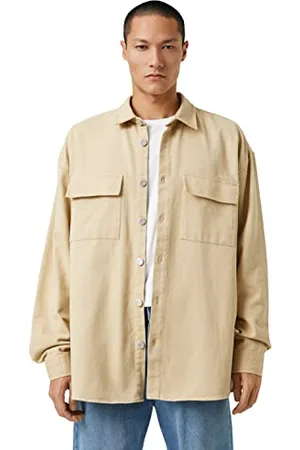 Koton Basic Shirt Jacket Classic Neck Buttoned Pocket Detailed Maglietta, (050), XL Uomo