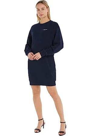 Tommy Hilfiger 1985 Mini CORPLOGO C-NK Drs LS WW0WW39793 Vestiti con Cappuccio, (Desert Sky), XXS Donna