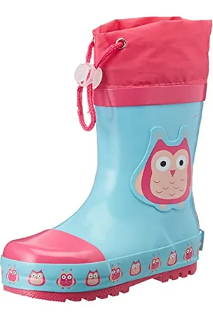 Playshoes Stivali di Gomma Unisex - Bambini e ragazzi, Turchese (Gufi), 30/31 EU