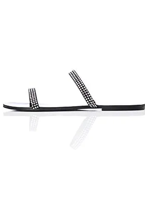 FIND FIND Two Band Sparkly - Sandali punta aperta Donna, (Black Black), 38 EU