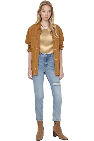Trendyol Twoaw23je00203/Açık Mavi Jeans, , 62 Donna