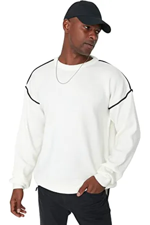 Trendyol Maglione Oversize Tinta Unita Girocollo Maglia di Tuta, , M Uomo